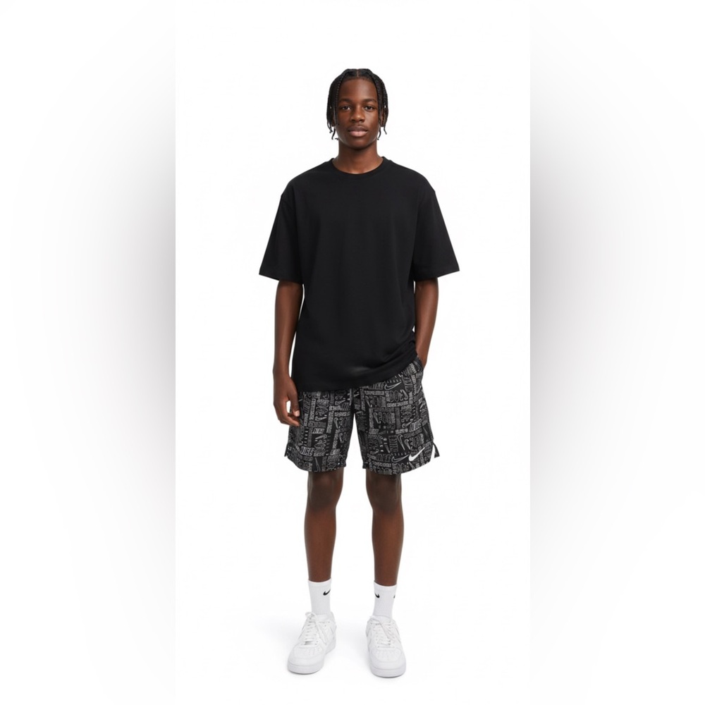 Nike Men's Size S All Over Logo Swim Shorts /Trunks Black Ships Next‎ Day